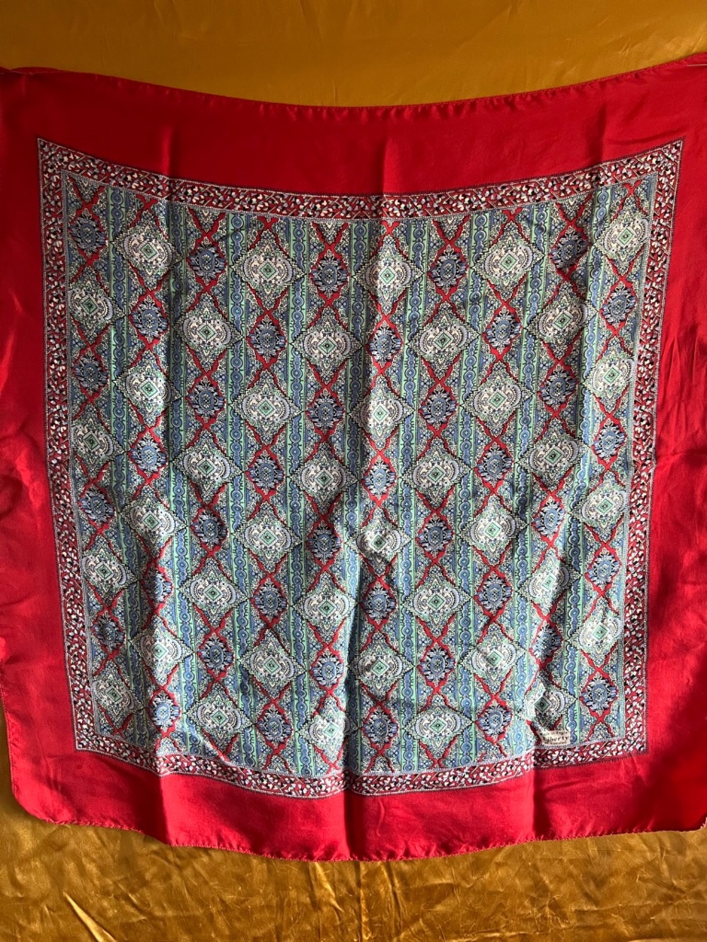 Vintage Liberty Classic Paisley Red Square Scarf